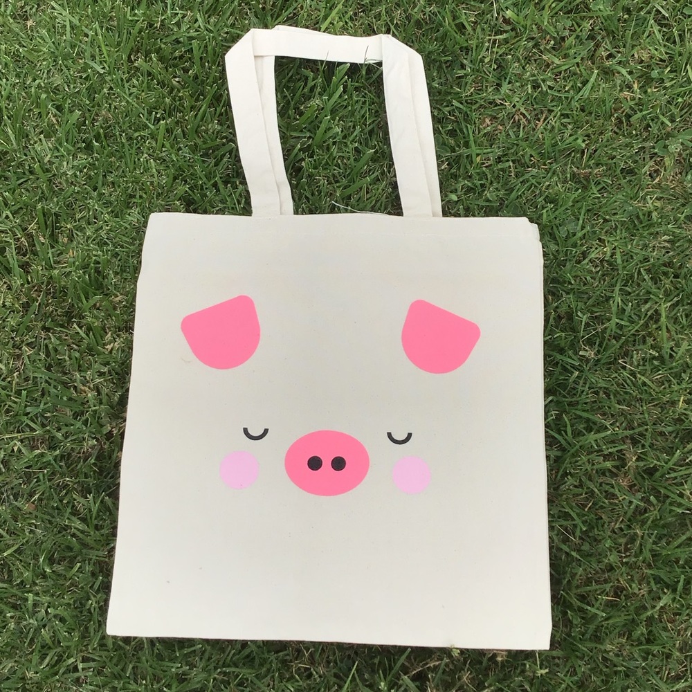 Canvas Tote Bags , TatoAndMom, Piggy Face